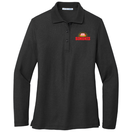 Port Authority® Women's Silk Touch™ Long Sleeve Polo L500LS - Embroidery Car Wash Logo