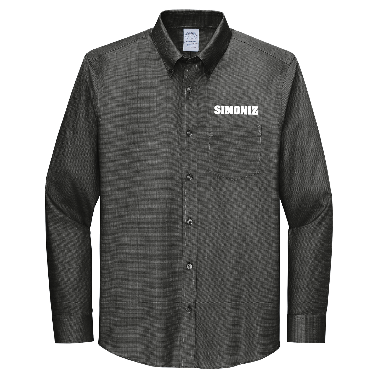 Brooks Brothers® Wrinkle-Free Stretch Nailhead Shirt BB18002 - Embroidery Corporate Logo