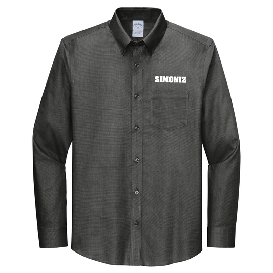 Brooks Brothers® Wrinkle-Free Stretch Nailhead Shirt BB18002 - Embroidery Corporate Logo