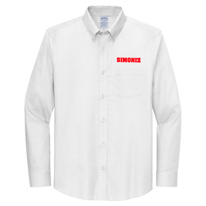 Brooks Brothers® Wrinkle-Free Stretch Nailhead Shirt BB18002 - Embroidery Corporate Logo