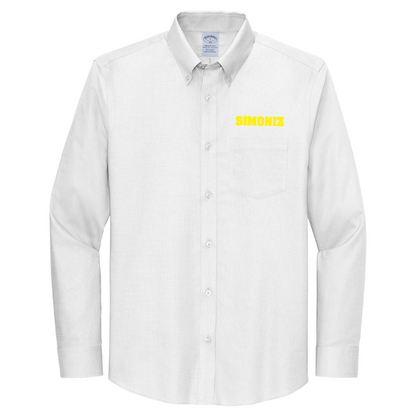 Brooks Brothers® Wrinkle-Free Stretch Nailhead Shirt BB18002 - Embroidery Corporate Logo