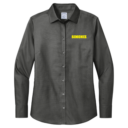 Brooks Brothers® Women’s Wrinkle-Free Stretch Nailhead Shirt BB18003 - Embroidery Corporate Logo
