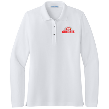 Port Authority® Women's Silk Touch™ Long Sleeve Polo L500LS - Embroidery Car Wash Logo