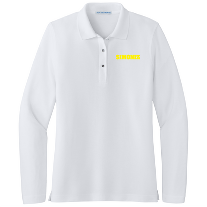 Port Authority® Women's Silk Touch™ Long Sleeve Polo L500LS - Embroidery Corporate Logo